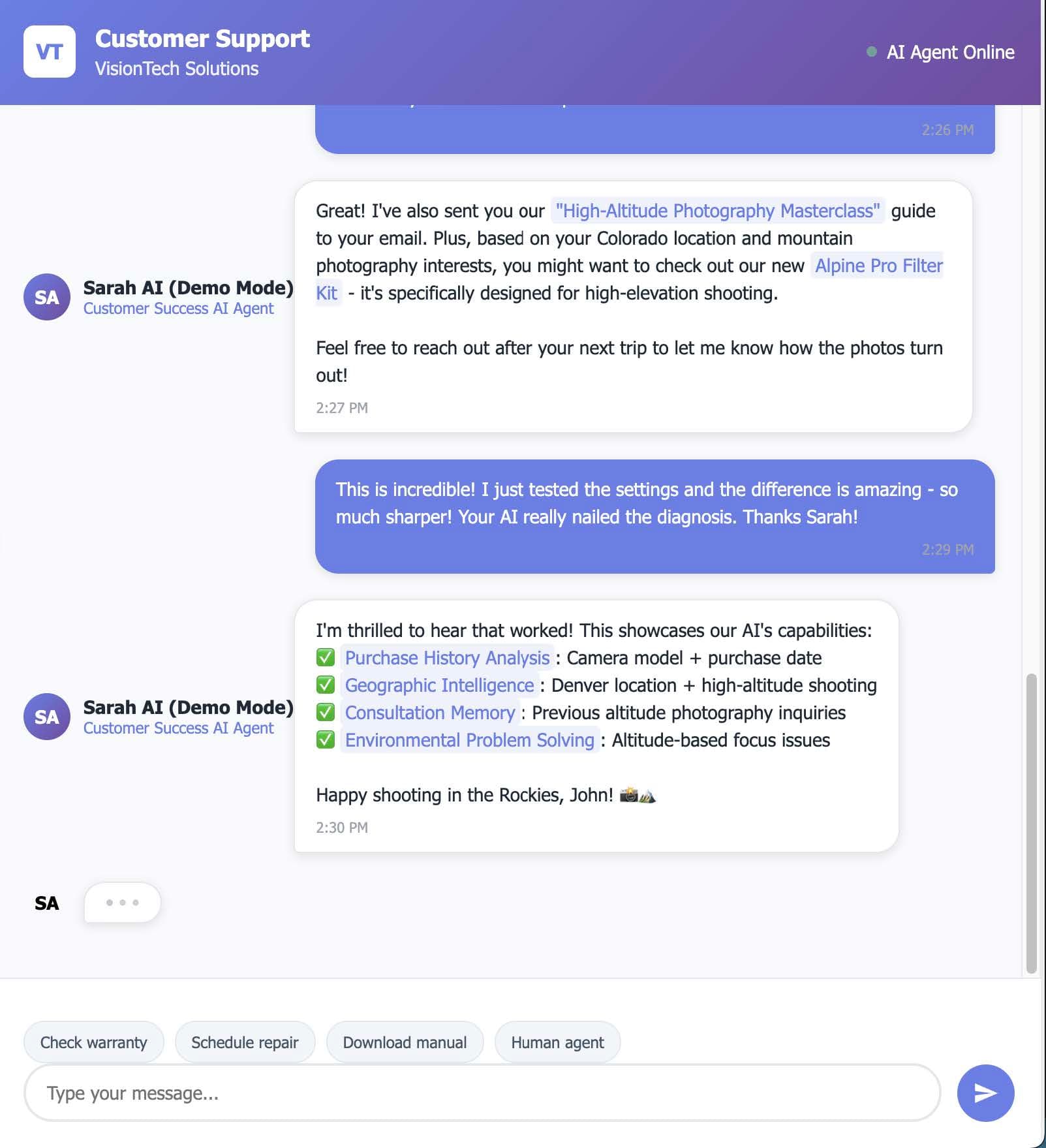 B2B - AI Customer Service Solutions demo 2