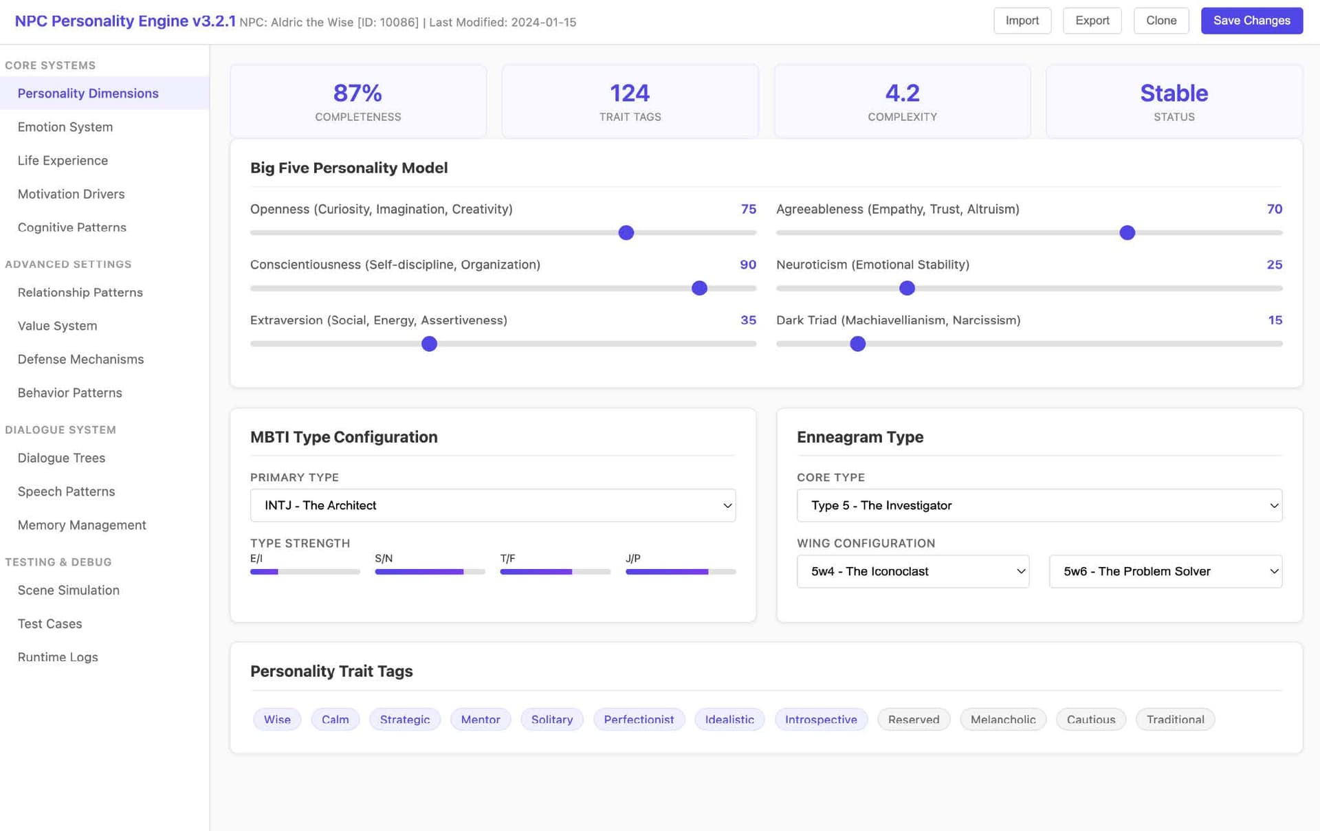 B2B - Game NPC Development Platform demo 1
